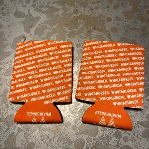 Whataburger Koosies pair of Two orange and white Koosies NWOT